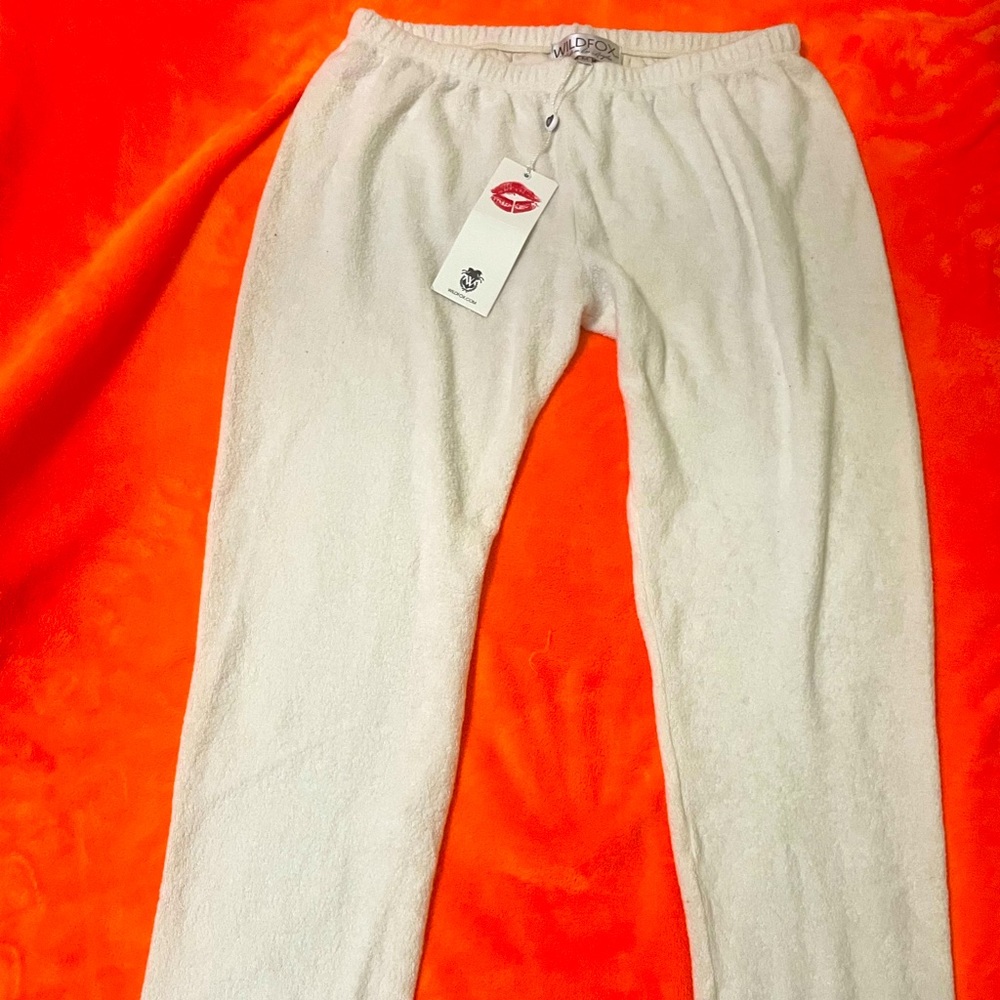 BNWT Wildfox Fleece White Knox Sweatpants MEDIUM